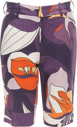 Marni purple orange floral 80s print bermuda capri shorts IT38 S
