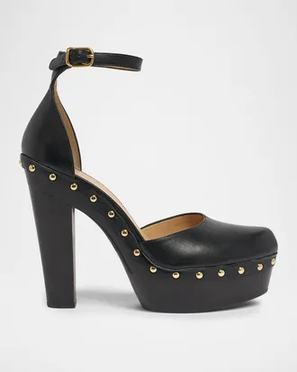 Chlo&eacute; 130mm Lola Leather Platform Pumps