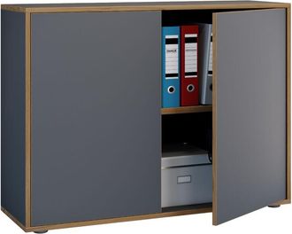 VCM Armadio da ufficio in legno Cartella File Armadio Mobili ufficio Cabinet Salia 2x Larghezza 100 cm Porte di tornitura (Antracite)