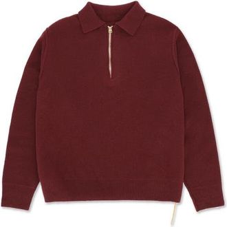 Fortela Yale Wool Sweater with Collar and Zip in Plum at Nordstrom, Size Xx-Large Eu