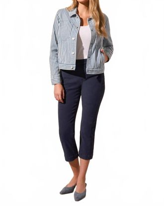 Tribal Railroad Stripe Button Front Jacket With Pleats In Riviera