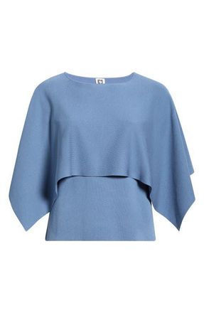 Anne Klein Boat Neck Cape Sweater in Dutch Blue at Nordstrom, Size 0X