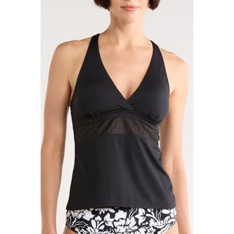 Jantzen Jaime Halter Tankini Top in Black at Nordstrom Rack, Size 18