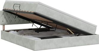 vidaXL Cama Con Almacenamiento Gris Claro 140 X 190 Cm Terciopelo Vidaxl