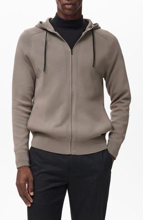 Mango Theromoregulated Zip-Up Hoodie in Medium Brown at Nordstrom, Size Large