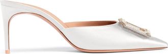 Malone Souliers Mona 70mm leather mules - women - Satin/Leather/Leather - 39.5 - White