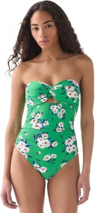 Kate Spade New York Twist Swim Top One Piece Swimsuit in Parrot Green at Nordstrom, Size X-Small