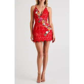 Helsi Chloe Sequin Lace Sleeveless Minidress in Poppy at Nordstrom Rack, Size X-Large