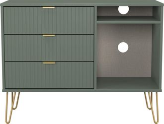 Welcome Furniture Breda Ready Assembled 3 Drawer TV Unit in Reed Green - Welcome Furniture | TJ Hughes