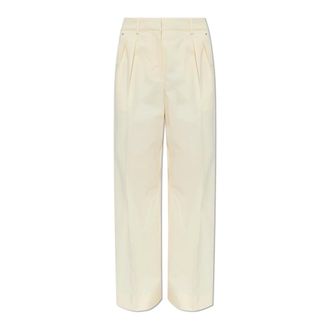 Moncler Straight Trousers, female, Beige, Size: 2XS Straight-Leg Trousers