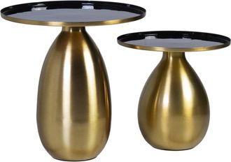 Moycor Set 2 mesas auxiliares de hierro dorado