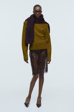 H&M Rib-knit Shoulder-pad Top in Olive Green at Nordstrom, Size X-Small