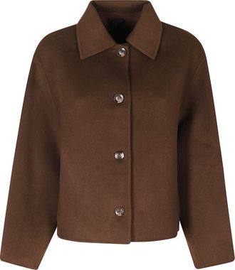 SOEUR Short Double-Faced Wool Jacket With Pleated Pockets