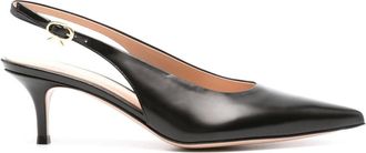 Gianvito Rossi Robbie 55mm slingback pumps - women - Calf Leather/Calf Leather/Calf Leather - 38.5 - Black
