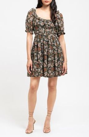August Sky Floral Empire Waist Dress in Hunter Green Multi at Nordstrom Rack, Size Medium