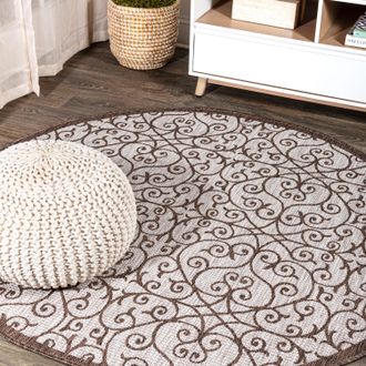 Jonathan Y Designs Madrid Vintage Filigree Textured Weave Indoor/Outdoor Round Area Rug
