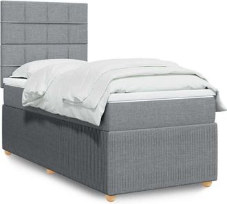 vidaXL Cama Box Spring Con Colch&oacute;n Tela Gris Claro 100x200 Cm Vidaxl