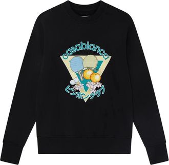 Casablanca Mens Embroidered Ping Pong Club Black Sweatshirts Cotton - Size X-Small