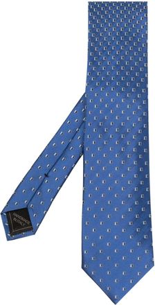 Brioni geometric-pattern silk tie - men - Silk - One Size - Blue