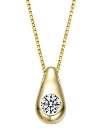 Rachel Glauber 14K Plated Cz Drop Necklace