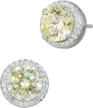 Savvy Cie Jewels Brilliant Cut Cubic Zirconia Halo Stud Earrings in Fancy Yellow at Nordstrom Rack