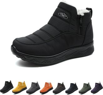 Generic Dritnow Shoes Womens Insulated Snow Boots, Waterproof, Non-slip & Fur Lined, Comfortable Warm Winter Ankle Boots for Women (Black,10.5)