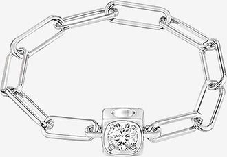 Dinh Van Ketten-Ring aus Weissgold und Diamant Le Cube