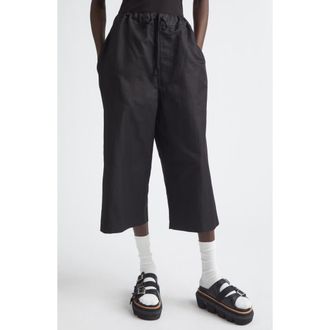 Comme Des Gar&ccedil;ons Crop Cotton & Linen Twill Wide Leg Pants in Black at Nordstrom