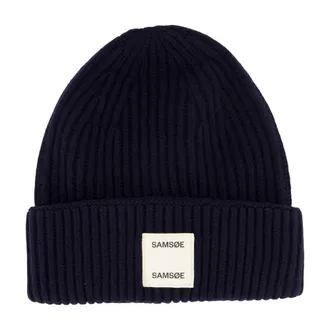 Sams&oslash;e & Sams&oslash;e Womens F24300118-194011tcx Ribbed Wool Beanie Navy