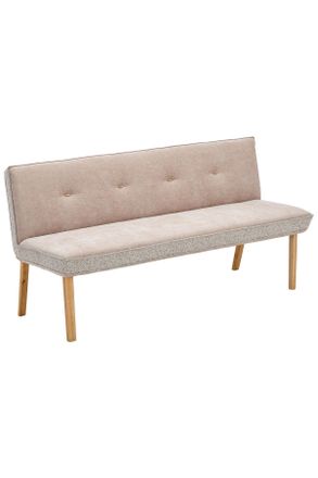 Linea Natura Sitzbank, Taupe, Hellbraun, Holz, Textil, Eiche, vollmassiv, 157x88x63 cm, Esszimmer, Bänke, Sitzbänke