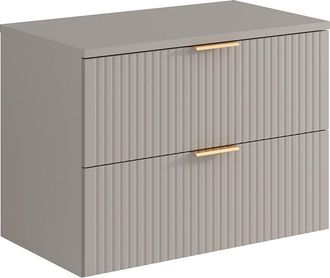 Vente-Unique Mueble suspendido estriado para lavabo - Beige - L80 cm - ZEVARA