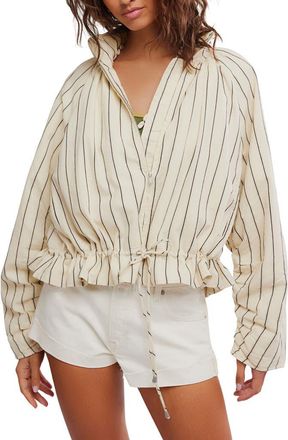 Free People Devon Stripe Ruffle Hem Jacket in Ivory Combo at Nordstrom, Size X-Large