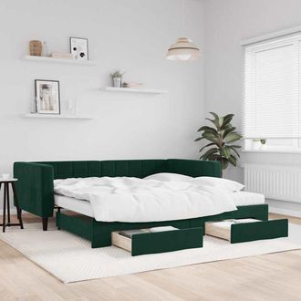 vidaXL Vidaxl - Furniture Limited - Sof&aacute; Cama Nido Con Cajones Terciopelo Verde