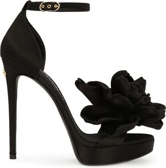 Dolce & Gabbana Keira 105mm Sandalen - Dames - Sandalen met hakken - Zwart - 37 1/2 EU - Leer - Schoenen