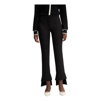 Simona Corsellini Broeken, Dames, Zwart, L, Leer, Wijde broek