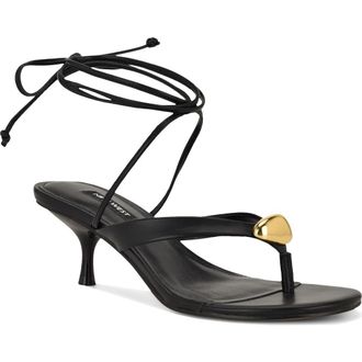 Nine West Batty Ankle Wrap Sandal in Black at Nordstrom, Size 7.5
