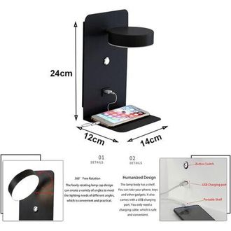 OEM Aplique Led De Pared Para Interiores Con Conexi&oacute;n Usb, Moderno Aplique De Pared Regulable Tricolor De 12 W Con Interruptor, L&aacute;mpara De Lectura De Pare