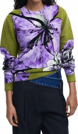 Desigual Orquidea Lacroix Print Sweater In Lilac