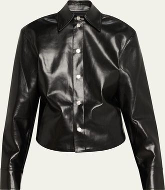 Nanushka Bogna Long-Sleeve Alt-Leather Shirt