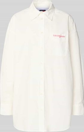 Tommy Jeans Oversized Hemdbluse aus Baumwoll-Mix in Weiss, Gr&ouml;&szlig;e XL
