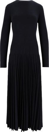 Fabiana Filippi Night Blue Cotton-Wool Pleated Midi Dress