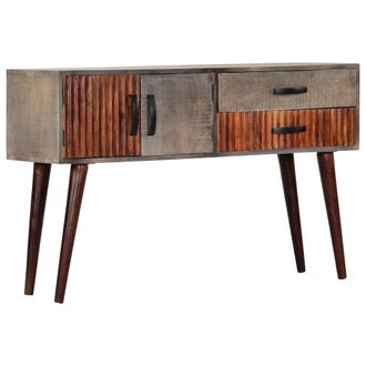 vidaXL Mesa Consola De Madera Maciza De Mango Gris 120x35x75 Cm Vidaxl