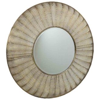 Wanderlust Deco Wanderlust Deco - Espejo De Pared De Metal Dorado 80.5x5.5x80.5