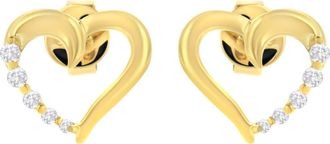 House of Brilliance 14K Yellow Gold 1/8 Ct Diamond Journey Heart Hoop Earrings at Nordstrom