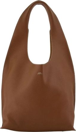A.P.C. A.p.c., Tassen, Dames, Bruin, ONE Size, Leer, Textured Leather Tote Bag