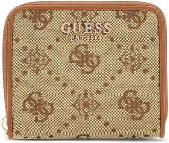 Guess Neda 4G Peony Logo Mini Wallet - Dames - Portefeuilles - Beige - ONE Size - Polyester - Accessoires