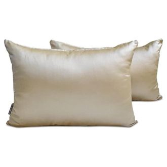OEM Fundas De Almohada Lumbar Decoradas Color Champ&aacute;n De Homecentric, 35,5 X 61 Cm (paquete De 2), Fundas De Coj&iacute;n Rectangulares De Sat&eacute;n De Color Liso - 