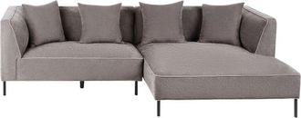 Beliani Sof&aacute; Esquinero Moderno De 3 Plazas Izquierdo Tapizado En Chenilla Con Reposabrazos Y Cojines Gris Pardo Sater