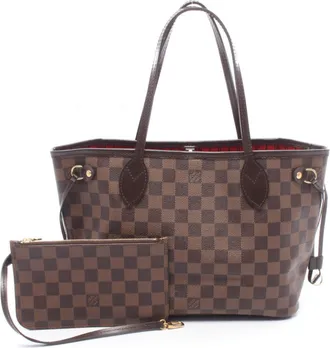 Louis Vuitton Brown Coated Canvas Leather Handbag Pouch Tote Bag (Pre-Owned)