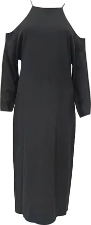 The Row Cutout Shoulder Midi Dress in Black Viscose